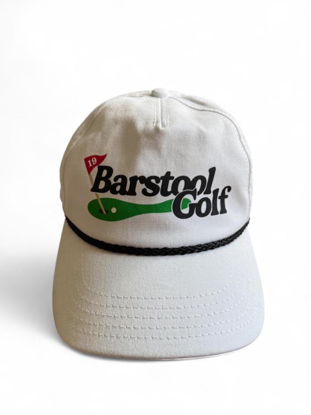 Barstool Golf White Rope-Trim Baseball Cap